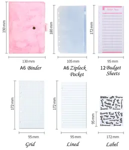 创意A6规划师聚氨酯皮革大理石设计6环活页夹储蓄笔记本议程预算规划师有机带磁扣
