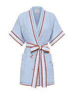Peignoir court en lin jacquard Softextiles, peignoir de bain à motifs, peignoir écologique et biologique pour la vente en gros