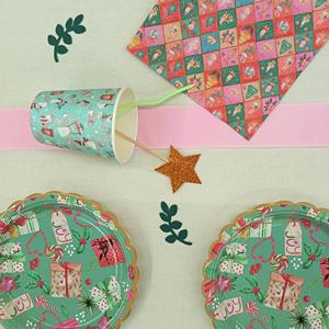 DAMAI Christmas Customized Party Tableware Set Disposable Christmas Santa <b>Ring</b> Bow Knot Gift Box Pattern Disposable Paper <b>Plates</b> - Product Image 3