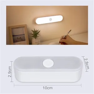 10cm trắng-ánh sáng <span class=keywords><strong>LED</strong></span> đêm đèn USB Magnetic tự động chuyển đổi đa chức năng cạnh giường ngủ bảng tủ quần áo bàn tủ đèn cảm biến chuyển động - Product Image 1