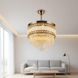 Crystal Ceiling Fan <b>Light</b> Fixture Fandelier with <b>Remote</b> 6 Speed Reversible Motor Indoor Decorative Lighting for Home Hotel - Product Image 2