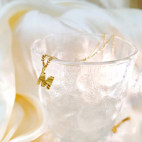 Collar EMANCO con Letra Inicial Texturizada, Cadena Minimalista de Acero Inoxidable con Baño PVD en Color Dorado, Regalo con Nombre para Mujer, Uso Diario