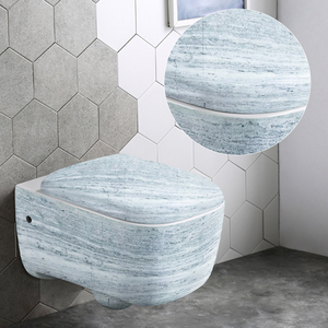 WC suspendu de luxe léger avec siège à fermeture douce, réservoir d'eau caché, cuvette de WC de couleur marbre - Product Image 1