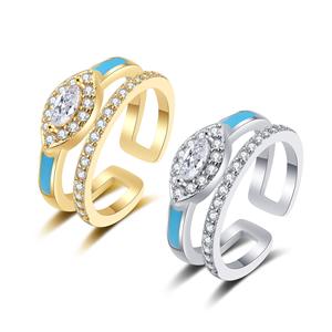 Anillo de Joyería de Moda con Circonita Geométrica Brillante Única, Anillo Abierto Ajustable, Anillos de Joyería de Moda al por Mayor - Product Image 1