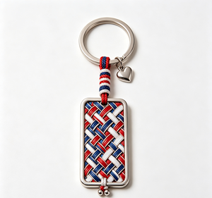 Custom Woven Metal Key Chain Stainless Steel <b>Keyring</b> Pendant Heart <b>Charm</b> Gift Souvenir - Product Image 1