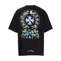 Camiseta de Manga Corta para Hombre, Estilo Hip Hop, de Secado Rápido, Ecológica, con Estampado Digital de Corazones Cromados, Tejido de Punto Holgado, Alto Gramaje 240g