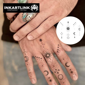 <span class=keywords><strong>Tatuaje</strong></span> Temporal Personalizado <span class=keywords><strong>Minimalista</strong></span> de Sol, <span class=keywords><strong>Luna</strong></span> y Estrella, Resistente al Agua, de Larga Duración (15 Días), Arte Corporal Semipermanente para Dedos y Manos - Product Image 2
