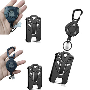 Mousquetons robustes avec câble en acier épaissi, boucles rétractables à tirage facile et porte-badge vertical épaissi - Product Image 1