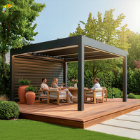 Pergola bioclimatique en aluminium imperméable motorisée 4x3, système de toit à lamelles pour jardin extérieur