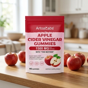 Gummies véganes sans gluten au vinaigre de cidre avec 1500mg de mère de vinaigre crue pour la gestion digestive et le contrôle du poids chez l'adulte - Product Image 1