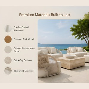 Ensemble de meubles de jardin en rotin pour l'extérieur, ensemble moderne en teck pour l'extérieur - Product Image 3
