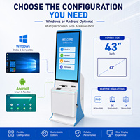 Kiosco de Autoservicio con Pantalla Táctil de 43 Pulgadas, Impresora A4, Escáner de Códigos QR, Lector de Tarjetas RFID, OEM, ODM