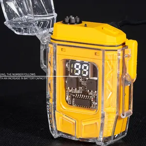Электронный прозрачный водонепроницаемый двойной брелок Cob Light Usb перезаряжаемая электрическая зажигалка