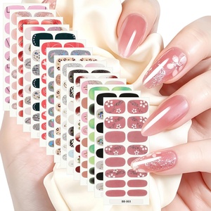 Pegatinas de Uñas Transfronterizas de <span class=keywords><strong>Gel</strong></span> de 16 Dedos, Serie <span class=keywords><strong>BB</strong></span>, Estilo Retro Instagram, sin Horno, con Luz UV, Diseño Floral/Estampado de Leopardo/Brillante - Product Image 1