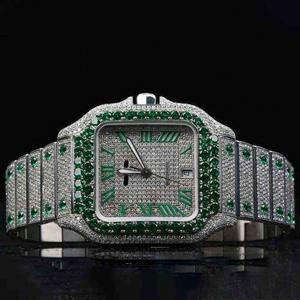 นาฬิกาข้อมือผู้ชายแบบอนาล็อก สแตนเลสสตีล ประดับเพชรโมอิสซาไนต์ คุณภาพสูง ระดับ VVS หรูหรา สไตล์ฮิปฮอป  แบบอัตโนมัติ - Product Image 4