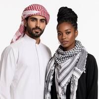 Foulard Keffiyeh Arabe Traditionnel Unisexe en Polyester à Motif à Carreaux Classique, Style Saoudien et Dubaïote, pour Musulmans, Vente en Gros