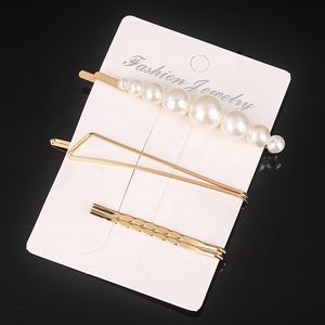 チャームヘアピンクリップセット幾何学パールヘアクリップアクセサリー - Product Image 2