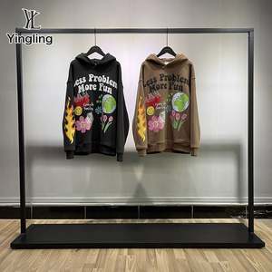 Yingling vente en gros 100% coton éponge française Vintage 3D bouffée de mousse imprimé poids lourd marque à la mode surdimensionné écologique - Product Image 2