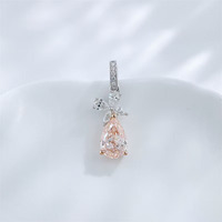 Collana in Oro Bianco 18K con Diamante Rosa Sintetico HPHT, Pendente a Farfalla e Goccia, Romantico Design a Tre Punte, Gioiello Raffinato