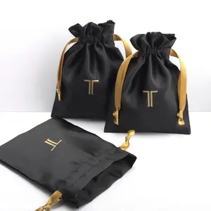 Biểu Tượng Tùy Chỉnh Satin Quà Tặng Bụi Pouch Bao Bì Tái Sử Dụng Lưu Trữ Tóc Tóc Giả Lụa Lớn Quần Áo Dây Kéo Túi