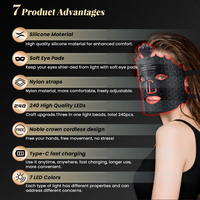 Masque facial LED portable en silicone, thérapie par lumière 7 couleurs, appareil de beauté facial multi-longueurs d'onde