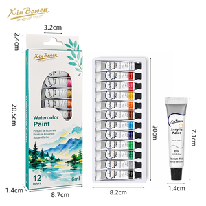 Ensemble de <span class=keywords><strong>peinture</strong></span> Xin Bowen 12 couleurs, tubes de <span class=keywords><strong>peinture</strong></span> de 6 ml, aquarelle, <span class=keywords><strong>acrylique</strong></span>, huile, gouache, tissu, <span class=keywords><strong>verre</strong></span> pour artistes - Product Image 2