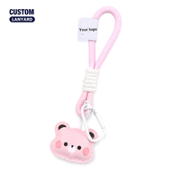 TOLKA Tali Botol Air Tenun Motif Beruang Kecil Logam, Aksesoris Gantungan Kunci Tas, Tali Lanyard, Liontin Casing Ponsel, Desain Mewah