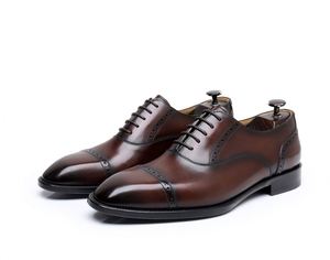 Nouvelles Chaussures Habillées d'Été pour Hommes - Chaussures de Mariage Élégantes à Trois Liens en Cuir de Vachette, Bout Carré, à Lacets, Respirantes et Antidérapantes - Product Image 5
