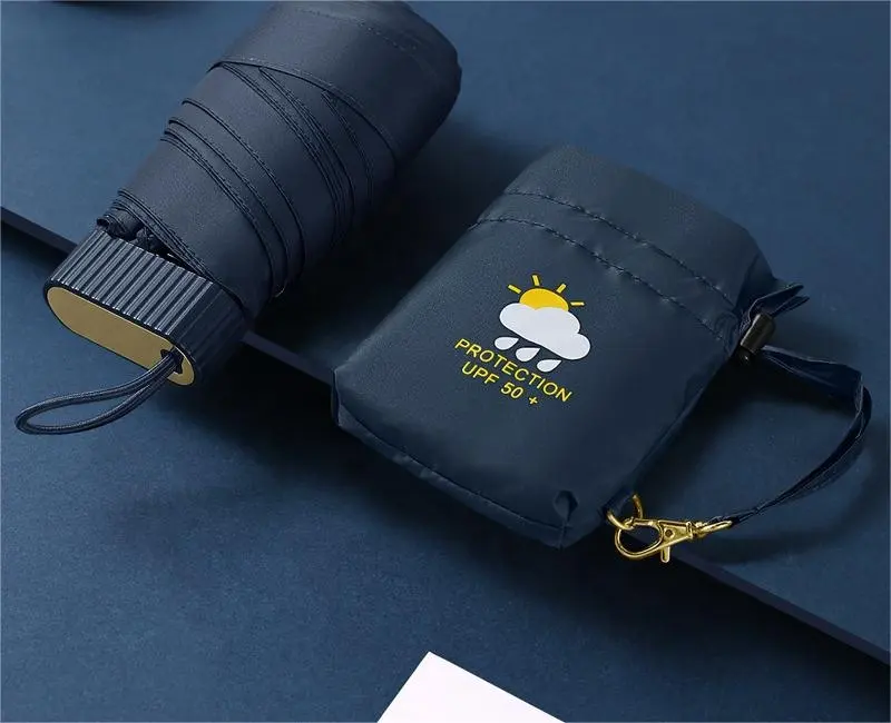 Pocket super mini compact 6 folding Umbrella for Sun Protection with customized logo