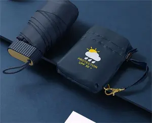 Pocket Super mini Compact 6 paraguas plegable para protección solar con logotipo personalizado