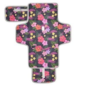 Best Selling Custom Hawaiian Tropical Flower Waterproof Diaper Changing <b>Mat</b> Baby Portable Foldable <b>Nappy</b> Changing Pad Bag - Product Image 1