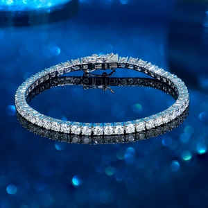 Hot Sale 4mm Hip Hop <b>925</b> <b>Sterling</b> <b>Silver</b> VVS Lab Grown Diamond Moissanite Tennis Chain <b>Bracelet</b> - Product Image 2