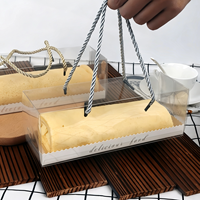 Boîte à gâteau roulé portable en PVC transparent avec poignée en corde, emballage pour pâtisserie et desserts