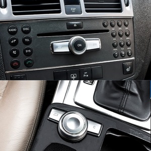 Pegatina de vinilo para coche, para Mercedes Benz W204 C180 E260 ML350 GLK200, botón multimedia de volumen, modificación interior, material ABS - Product Image 1
