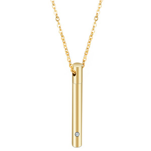 Collier urne en acier inoxydable, pendentif cylindrique de 5 mm avec cristal pour commémorations d'animaux de compagnie, à porter au quotidien - Product Image 2