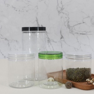 Lattine in PET <span class=keywords><strong>Trasparente</strong></span> per Alimenti Personalizzate All'Ingrosso, Barattoli Vuoti <span class=keywords><strong>con</strong></span> Bocca Larga e Coperchi per Imballaggio Alimentare - Product Image 5