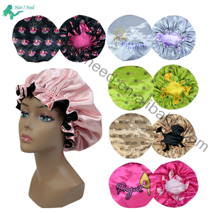Bonnets de <span class=keywords><strong>cheveux</strong></span> réversibles en <span class=keywords><strong>satin</strong></span> de soie avec logo personnalisé et emballage individuel 3 en 1 Brosse de contrôle des bords avec emballage personnalisé - Product Image 6