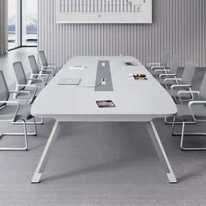 โต๊ะประชุมทรงสี่เหลี่ยมผืนผ้า โต๊ะประชุมสำนักงานทันสมัย พร้อมปลั๊กไฟฟ้า ดีไซน์มั่นคง สำหรับใช้ในห้องประชุม - Product Image 3