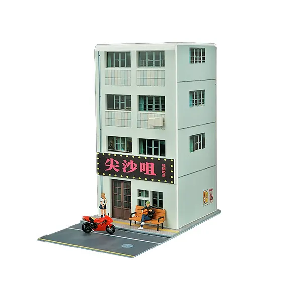 Kivcmds 1:64 Tsimshatsui Huisvesting Miniatuur Scène Model Simulatie Winkel Fotografie Rekwisieten Driedimensionale Assemblage Diy