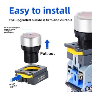 Yijia LA38-11DN/F67 Self-Locking LED Light <strong>Push</strong> <strong>Button</strong> Switches 22mm Circular Power Switches IP67 Level Normally <strong>Open</strong> <strong>Closed</strong> - Product Image 4