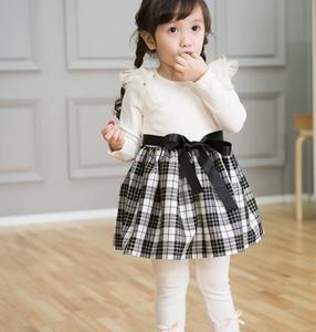 Supplier Spring Party Pattern Free Ivory Knee-Length <b>Polyester</b>/Cotton Long Sleeve Girl Dresses for Children - Product Image 1