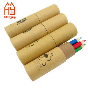 Disegno personalizzato 6 matite colorate con tubo di carta con Logo personalizzato, Mini matite colorate ecologiche per bambini, regalo promozionale - Product Image 4