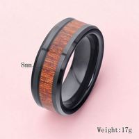 Bague de fiançailles et de mariage tendance, ajustement confortable biseauté, 8 mm, incrustation en bois de koa, carbure de tungstène, pierre précieuse, pour homme et femme