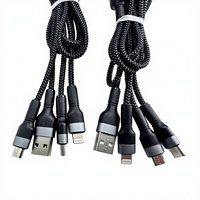 Câble de données 3-en-1 120W directement de l'usine, noir et gris, en nylon tressé, conducteur en cuivre pur, USB3.0 Micro/pour iPhone, ordinateur, écouteurs