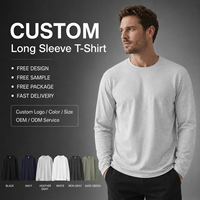 T-shirt à manches longues surdimensionné en coton 100% 220GSM pour hommes, logo personnalisé