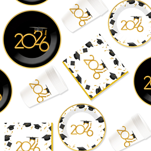 Assiettes, gobelets et serviettes à thème de remise de diplôme DAMAI – Assiettes en carton jetables pour fête de remise de diplôme, fournitures de fête, décorations, pour 8 personnes - Product Image 2
