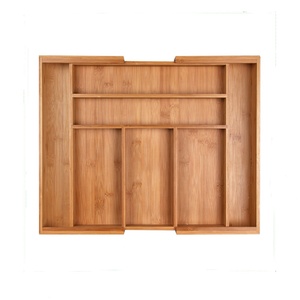 Plateau à couverts rectangulaire en laque argentée He Lin, extensible, porte-couverts en bois, organisateur de <span class=keywords><strong>tiroir</strong></span> en bambou - Product Image 5