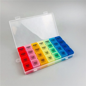 Contenedores dispensadores de pastillas de plástico de gran tamaño, 28 compartimentos diarios, caja organizadora, caja dispensadora de medicamentos, vitamina, suplemento - Product Image 5