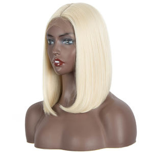 Peluca de encaje sintético resistente al calor rubia recta corta 12 pulgadas Bob Ombre rosa azul Color parte media pelucas de encaje para mujeres negras - Product Image 2