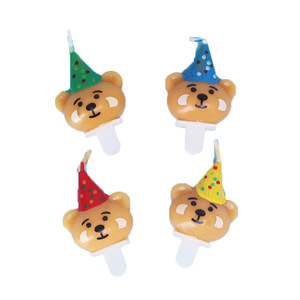 Bear Shape Birthday Cake Candle With Polka Dot Hat For Children's Birthday Party Decoration - Product Image 3